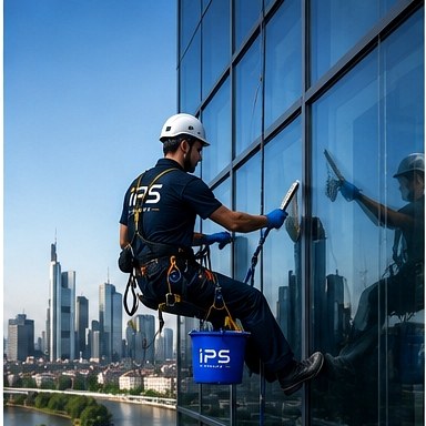 Glas- und Fassadenreinigung an einem Bürohochhaus im Rhein-Main-Gebiet